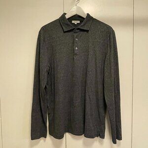 Reiss Long Sleeve Polo T-shirt - Black/Grey - Large